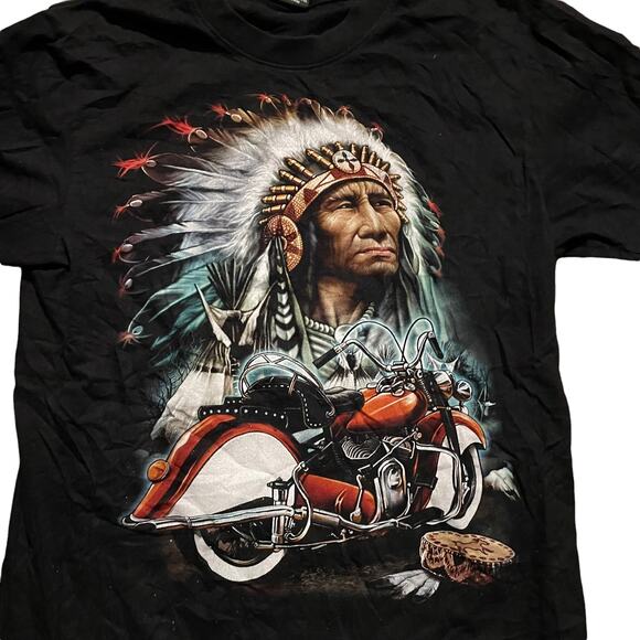 Rock Eagle Native American Bike Tee Size L - Picture 2 of 4
